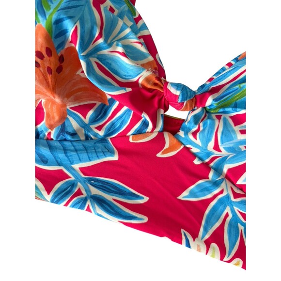 Sunsets Two Piece Red Floral Swimsuit w/Keyhole Removable Pads Size 16 / DD - Picture 5 of 10